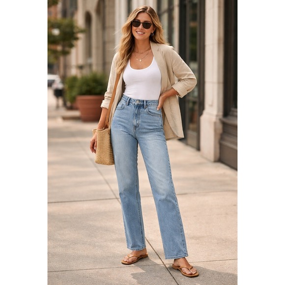 Abercrombie & Fitch Denim - Abercrombie & Fitch The 90s Straight Ultra High Rise Distressed Jeans 27/4R